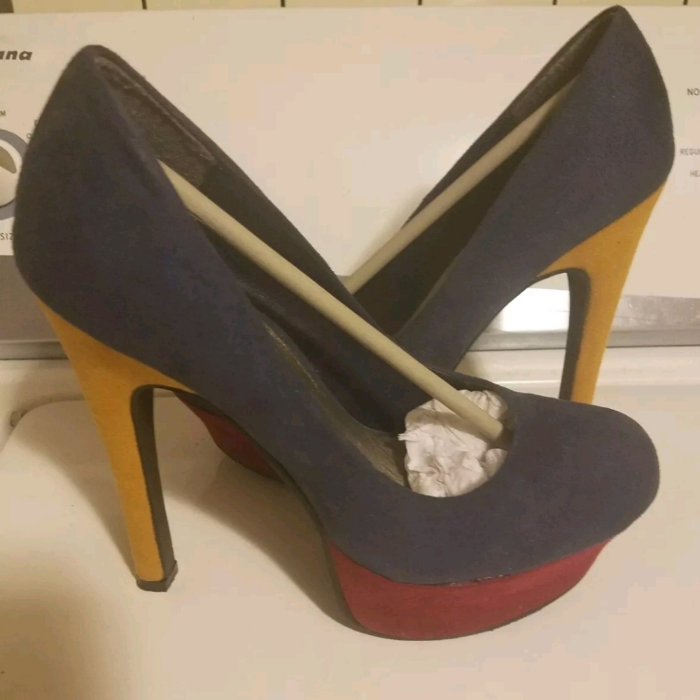 Multi colored Peeptoe Pump